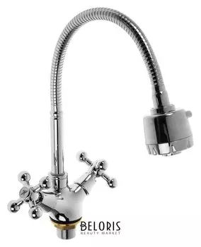 Cмеситель для кухни Accoona A4871, двухвентильный, гибкий излив, силумин, хром