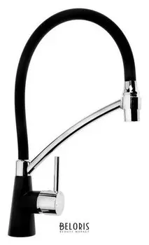 Cмеситель для кухни Accoona A4890ff-2, однорычажный, силиконовый излив, латунь, черный