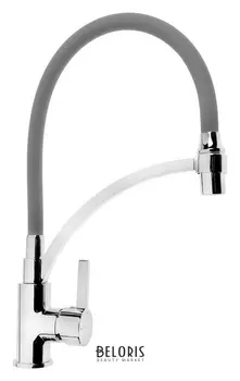 Cмеситель для кухни Accoona A4890t-3, однорычажный, силиконовый излив, серый, хром