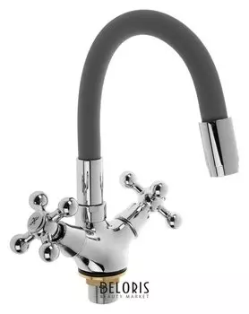 Cмеситель для кухни Accoona A9871t, двухвентильный, силиконовый излив, силумин, серый/хром