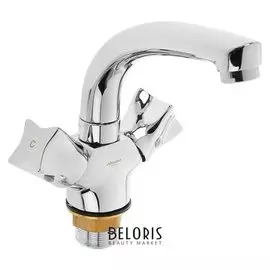 Cмеситель для раковины Accoona A89473, двухвентильный, с гайкой, силумин, хром