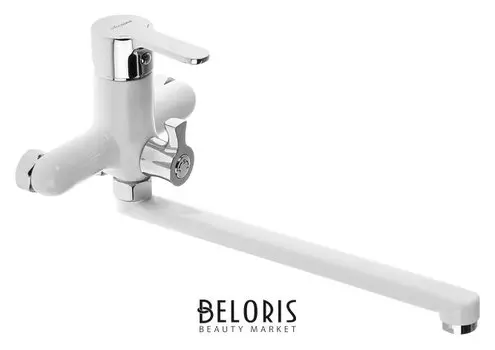 Cмеситель для ванны Accoona A7167g, однорычажный, излив 300 мм, силумин, белый