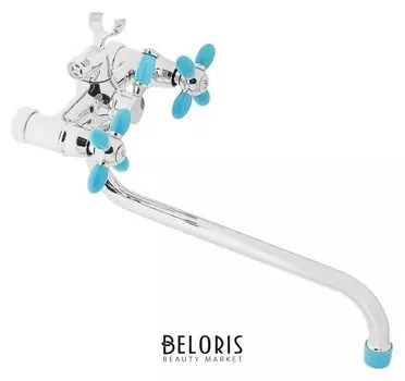 Cмеситель для ванны Accoona A7182m, двухвентильный, синий/хром