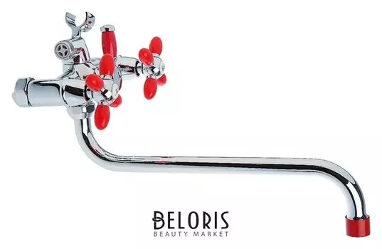 Cмеситель для ванны Accoona A7182n, двухрычажный, красный/хром