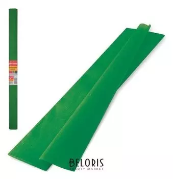 Цветная бумага крепированная плотная, растяжение до 45%, рулон, темно-зеленая