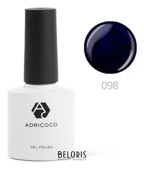 Цветной гель-лак Adricoco №098 мерцающий черный василек, 8 мл