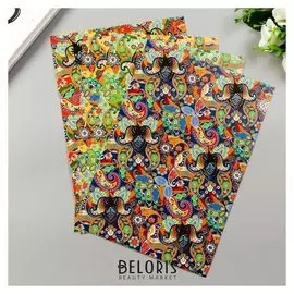 Цветной картон "Арабеска" поделочный с тиснением А4, набор 4шт