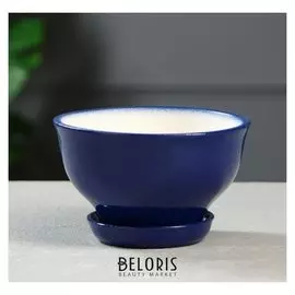 Цветочный горшок "Фиалка" 0,6 л, глазурь, синий