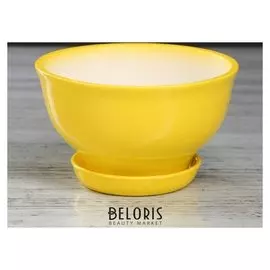 Цветочный горшок "Фиалка" 0,6 л, глазурь, жёлтый