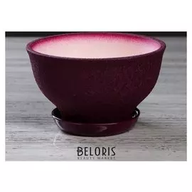 Цветочный горшок "Фиалка" 0,6 л, шёлк, баклажановый