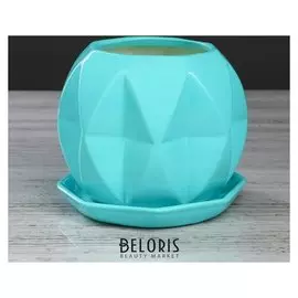 Цветочный горшок "Сфера" 1,5 л глазурь, бирюза