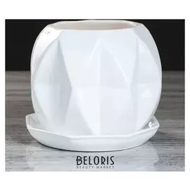 Цветочный горшок "Сфера" 1,5 л глазурь, белый