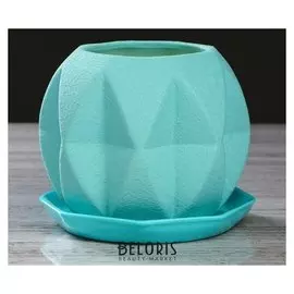 Цветочный горшок "Сфера" 1,5 л шёлк, бирюза