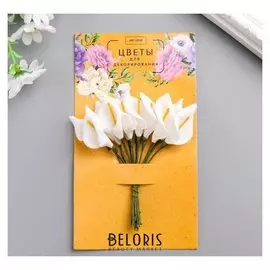 Цветы для декорирования "Белые каллы" 1 букет=12 цветов 16х9 см