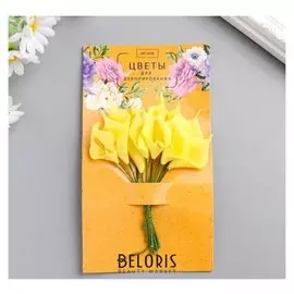 Цветы для декорирования "Жёлтые каллы" 1 букет=12 цветов 16х9 см