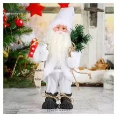 Дед мороз в белом полушубке с мешком, двигается, без музыки