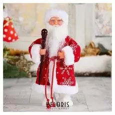 Дед мороз, в красной шубе и валенках, с посохом, без музыки, двигается