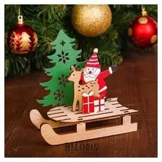 Декор «Дед мороз с оленем на санях»