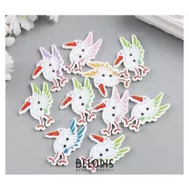 Декор для творчества дерево "Аисты" набор 10 шт 3,2х2,4 см