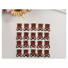 Декор для творчества дерево "Медвежонок в полосатом" набор 20 шт 2х1,3 см