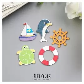 Декор для творчества дерево "Морские приключения" набор 10 шт 2,2х2,2 см