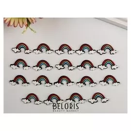 Декор для творчества дерево "Радуга в облаках" набор 20 шт 1,3х2,2 см