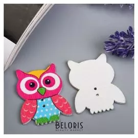 Декор для творчества дерево "Совушки в горошек" набор 15 шт 3,3х2,8 см