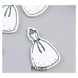 Декор для творчества дерево "Свадебное платье" набор 5 шт 4,2х2,5 см