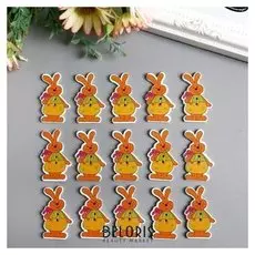 Декор для творчества дерево "Зайка в комбинезоне" набор 15 шт 4,1х2,5 см