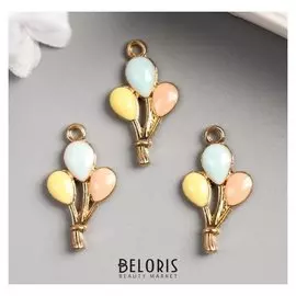 Декор для творчества металл, эмаль "Воздушные шарики" золото 2,3х1,3 см