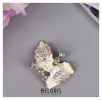 Декор для творчества металл "Два листочка" стразы 1,9х2,6 см