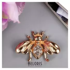 Декор для творчества металл "Муха" золото, стразы 2,6х4 см