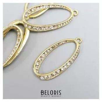 Декор для творчества металл "Овал" стразы 3,2х1,7 см