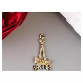 Декор для творчества металл, стразы "Эйфелева башня с бантиком" золото 3х1,5 см