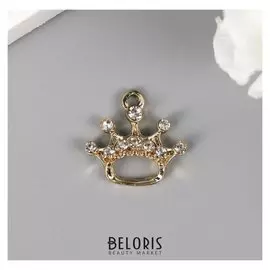 Декор для творчества металл, стразы "Корона" золото 2х2 см