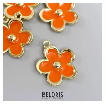 Декор для творчества металл "Яркий цветочек" эмаль 1,9х1,9 см