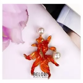 Декор для творчества металл "Золотая рыбка" жемчужины 1х3,8х2,7 см