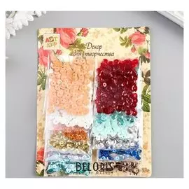 Декор для творчества "Пайетки - 6 мм" 12 цветов х 3 грамма 17х13 см