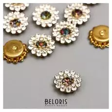 Декор для творчества пластик "Цветок-солнце тёмно-зелёный" набор 12 шт 1,4х1,4 см