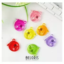 Декор для творчества пластик "Дельфин с шаром в круге" прозрачный набор 20 шт 2,3х2,3 см