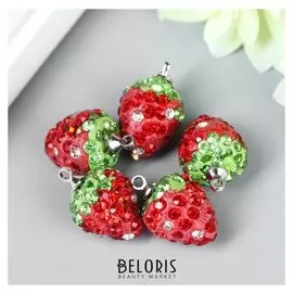 Декор для творчества пластик "Клубничка с петелькой" набор 5 шт 1х1,4 см