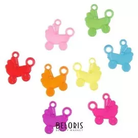 Декор для творчества пластик "Колясочка" набор 20 шт 3х2,8 см