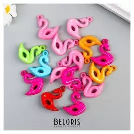 Декор для творчества пластик "Лебеди" цветные набор 15 шт 3х2,7 см