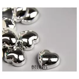 Декор для творчества пластик "Сердца" серебро набор 30 шт 1х1 см