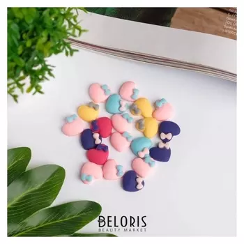 Декор для творчества пластик "Сердце с бантиком" набор 20 шт матовый 1,3х1,3 см