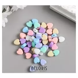 Декор для творчества пластик "Сердечки" пастельные тона (набор 50 шт) 0,8х0,8 см