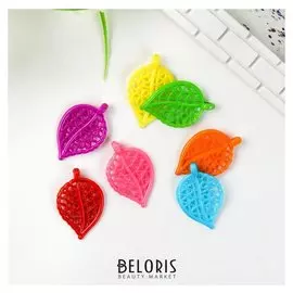 Декор для творчества пластик "Скелетированный листик" цветные набор 40 шт 3,7х2,3 см