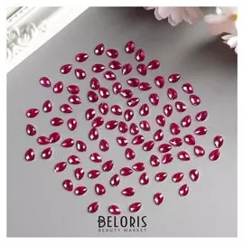 Декор для творчества пластик "Стразы капельки. Ярко-розовые" набор 100 шт 0,6х0,4 см