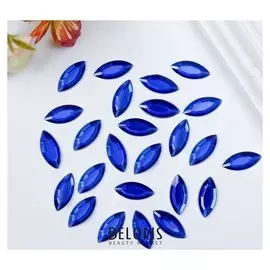 Декор для творчества пластик "Стразы листок. Индиго" набор 25 шт 1,8х0,9 см