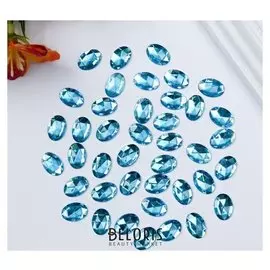 Декор для творчества пластик "Стразы овал. Голубые" набор 34 шт 1,2х1,4 см